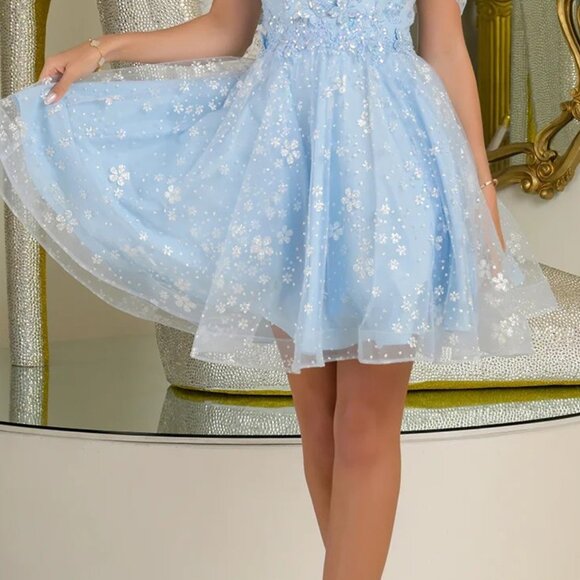 New Off The Shoulder Cocktail Dress w/ Sequins & Butterfly Embroidery GS3685 - Picture 6 of 9